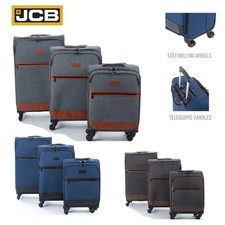 JCB Lightweight Luggage Suitcase, Quality Cabin Bag Case, 4 Easy Spinner Wheels