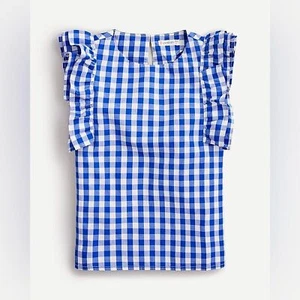 J.Crew Crewcuts Girls' Sleeveless Ruffle Cotton Top in Gingham Size 7 - Picture 1 of 6