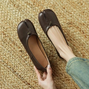 Moda para mujeres Cuero PU Sin cordones Punta Dividida Mocasines Planos Zapatos de Ballet Talla - Imagen 1 de 17