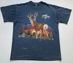 Vintage Wyoming Saratoga Nature T-Shirt Herren XL Wildlife Deer USA 90s - Bild 1 von 10
