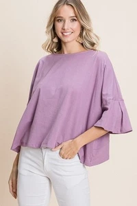 Solid Cotton Casual Top - Picture 1 of 5