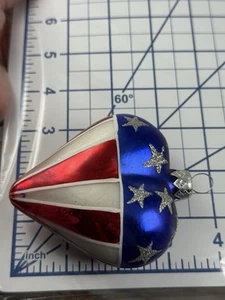 Weihnachten Glas Ornament I Love the USA rot weiß blau Sterne Streifen - Bild 1 von 5