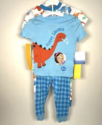 NUEVO Conjunto de pijama azul 2T de algodón de manga corta de 4 piezas para niños pequeños Ms. Rachel Foto 1 de 2