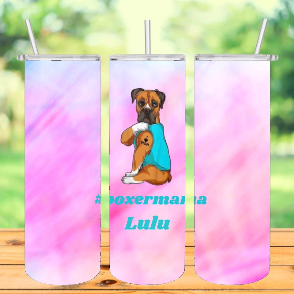 Vaso Boxer Personalizado Mamá Prensado por Calor, Botella de Agua Perro Mamá, Frasco Personalizado Foto 1 de 4