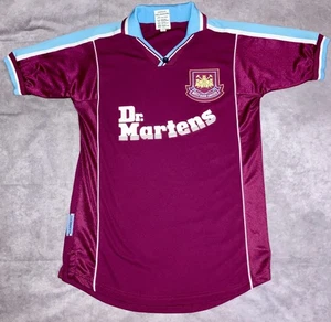 Dr. Martens West Ham 2000 Vintage Fußball Shirt S Unisex Kurzarm Kragen - Bild 1 von 8