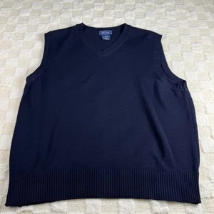 Faconnable Men's Sweater Vest Large Blue 100% Extra Fine Merino Wool - Picture 1 of 7