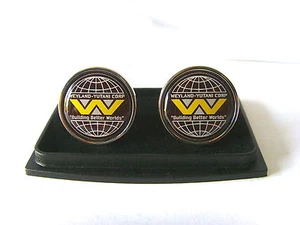 ALIEN ALIENS WEYLAND-YUTANI CORP WORLD BADGE SYMBOL MENS CUFFLINKS GIFT - Picture 1 of 1