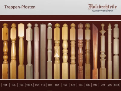 HOLZDREHTEILE GUNTER WARKENTHIN Treppenpfosten Treppensprossen Holzgeländer Antrittspfosten Säule Geländer T130/