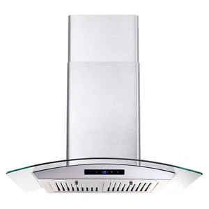 30 inch Wall Mount Range Hood Tempered Glass 3-Speed Control Vent w/LEDs New - Picture 1 of 37