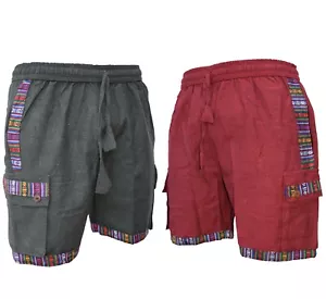 Pantalones cortos nepaleses boho de algodón con borde gheri de contraste de algodón con borde gheri - Imagen 1 de 13