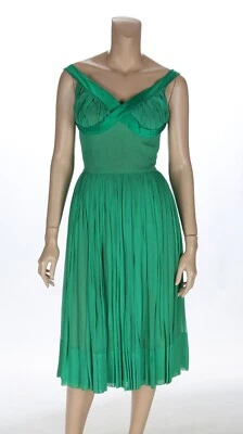 Trendsetter Vintage 1950s Green Chiffon Cocktail Party Dress sz 6 - Image 1 of 4