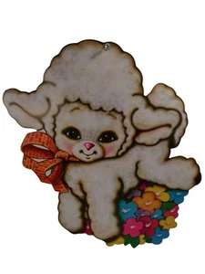 Vintage 1980er Osterlamm Stanzdekoration Pfeife Karton 16 Zoll - Bild 1 von 7