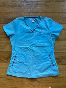 Koi by Kathy Peterson Aqua Blue Scrub Top Women's Sz XS - Bild 1 von 3
