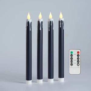 LED Flameless Battery Operated Taper Candles with Flickering Flame Light 4PC - Picture 1 of 6