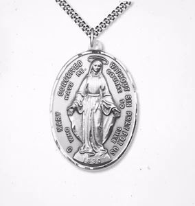 Xtr große WUNDERSAME MEDAILLE - Sterlingsilber mit Kette | Marien katholische Hingabe - Bild 1 von 3
