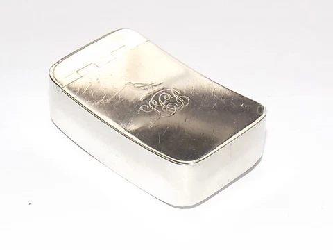 RARE GEORGE III, GEORGIAN STERLING SILVER SNUFF BOX, BIRD CREST, BIRMINGHAM 1809 Cover