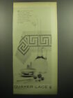 1958 Quaker Lace Keynote Tablecloth Ad - Classic Simplicity