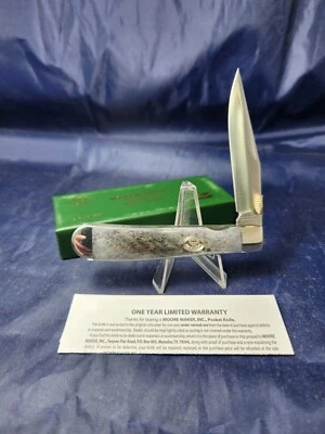 Moore Maker (Germany) 5102 LLG Liner Lock Knife Smooth Gray Bone Handles 2024