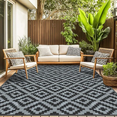 Outdoor Straw Rug 5x8' Waterproof Reversible Mats Patio Rug Picnic Camping Porch - Image 1 of 4