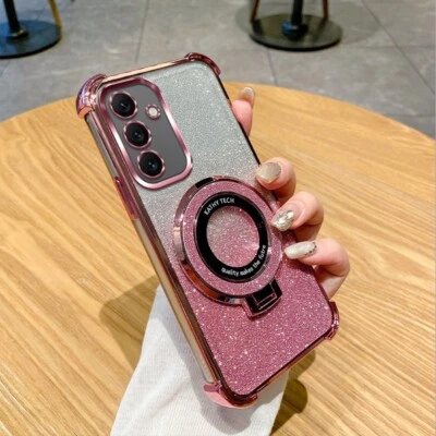 MARKENLOS Glitzer Handy Hülle für Samsung A56 A55 A36 S25 FE S24 S23+ Ring Silikon Schutz