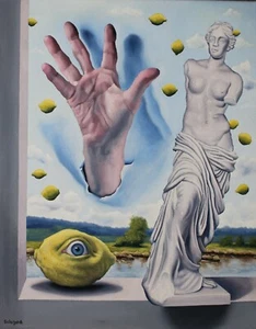 ORIGINAL large surreal landscape female figure still life oil painting wall art - Picture 1 of 24