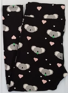Tall & Curvy LuLaRoe TC Leggings Cute Koala Bear Heart on Black NWT Q13 - Picture 1 of 6