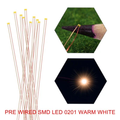 C0201WM 10pcs Pre-wired SMD LED 0201 Warm White micro Copper Wire LED Lights - Image 1 of 4