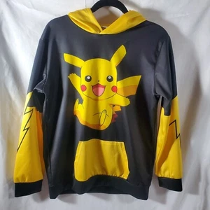 Pokemon Pikachu Hoodie Youth XL Black Yellow Pullover Sweatshirt Unisex 11 - Picture 1 of 10