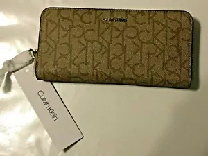 CALVIN KLEIN WALLET-HUDSON ZIP AROUND WALLET-KHAKI BROWN NWT-FREE POST rrp $139 - Picture 1 of 5