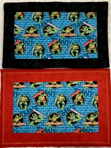 Lot 2 Vintage Teenage Mutant Ninja Turtles table placemats handmade 18x13 - Picture 1 of 6