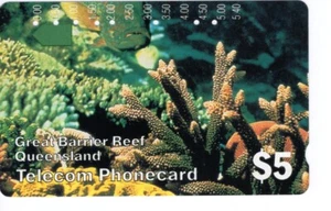 Tarjeta telefónica Telecom Australia $5 Gran Barrera de Coral Queensland - Imagen 1 de 2