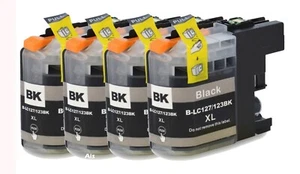 4 Black Ink Cartridges Use with Brother MFC-J4510DW, MFC-J4610DW, Non-OEM - Picture 1 of 1