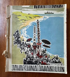PEN AND INK DRAWINGS BY ADOLFS 1938 BALI JAVA  CHINA JAPAN LIJN SHIPPING LINE - Picture 1 of 6