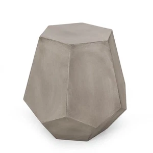 Light Gray Lightweight Concrete Side Table Modern Outdoor Patio Accent Table - Picture 1 of 5