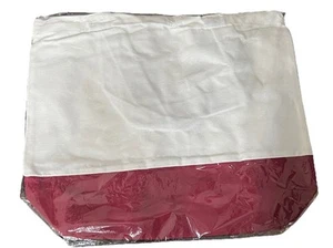 Silkfly 18”x15” Canvas Sublimation Tote Bag Beige W/ Red Base And Handles - Picture 1 of 1