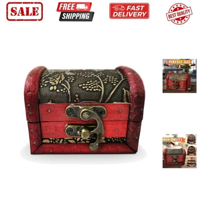 Caja pequeña del tesoro - Mini cofre del tesoro de 3,15" x 2,36" x 2,36" con vinilo... Foto 1 de 4