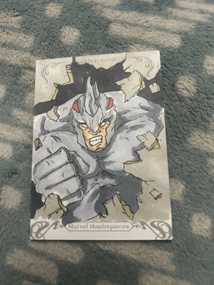 The Rhino By Arran Matthews. 2018 Marvel Masterpieces Sketch Card . It’s 1/1. - Image 1 of 2