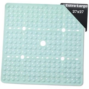 Large 27 x 27 inch Square Non-Slip Shower Mat | Anti Slip Shower Aqua Green - Picture 1 of 7