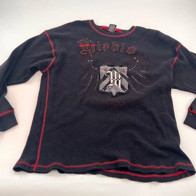 Vintage men's Mecca Diablo black red waffle knit long sleeve thermal tee 3XL - Image 1 of 4