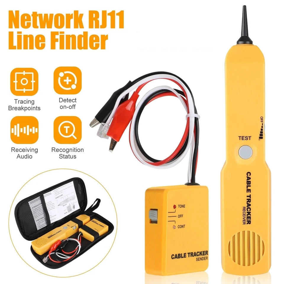 Netzwerk RJ11 Leitungssucher Kabel Tracker Prüfgerät Toner Adernsucher Beutel - Bild 1 von 4