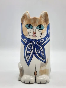 Ganz Bud Flower Vase Bandana Cat Misty Susan Paley See Photos Pen Cup 6.5" H - Picture 1 of 12