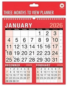2026 Wall Calendar Calendar Large - 3 Months to View Planner Easy View Calendar - Picture 1 of 6