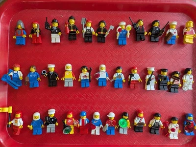 Lot of 35 vintage Lego figures Town, City, Space, Mid evil, with extras 1980's - Image 1 of 3