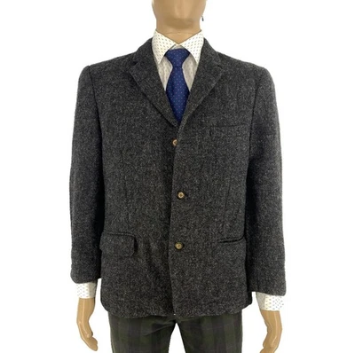 Harris Tweed Men Grey 100% Wool Blazer Jacket Coat Size EU 48 UK/US 38 Short - Image 1 of 4