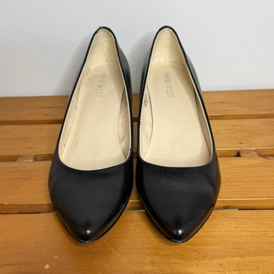 Nine West Mujer Talla 7 Cuero Negro Tacones de Cuña Negocios Informales   Foto 1 de 4