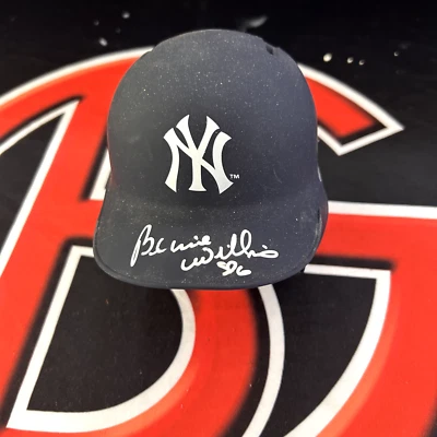 Bernie Williams Autographed New York Yankees Mini Flat Navy Helmet PSA - Image 1 of 3