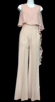 Mono Elie Saab Rosa Polvoriento Volantes Laterales Sin Mangas Seda y Crepé Talla 2 Foto 1 de 4