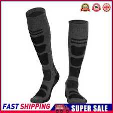 Wool Hiking Socks Unisex Winter Shock Absorption for Outdoor (Dark Grey Black)