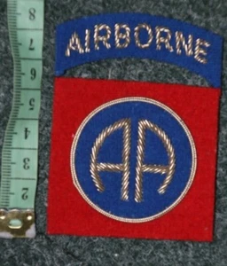 EXCELLENT 82ND AIRBORNE BULLION WIRE PATCH SILVER BULLION WIRE ON FELT #2 - Picture 1 of 1