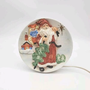 Porcelain Santa Claus Christmas Scene Night Light 6.5" Lamp - Picture 1 of 4